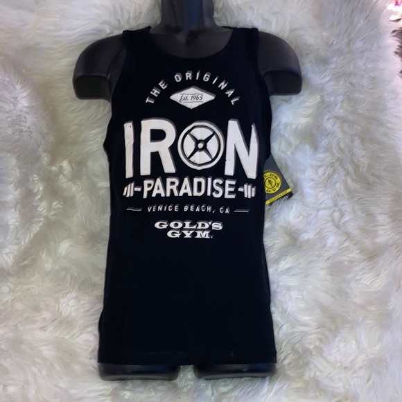 GOLD’S GYM Black Venice Beach Iron Paradise Muscle Tee Tank Top S - Picture 3 of 12